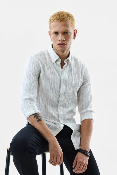 SNITCH Slim Fit Stripes Shirt